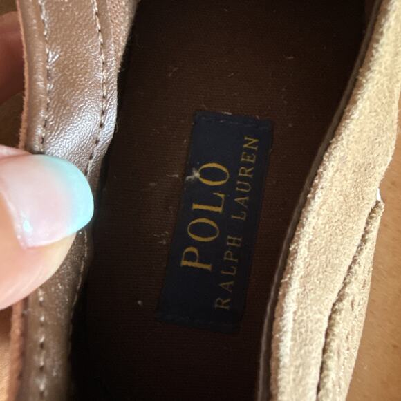 Polo Ralph Lauren Mens US 7.5 Vultan Wingtip Oiled Suede Sneakers Tan Preppy - Picture 12 of 12